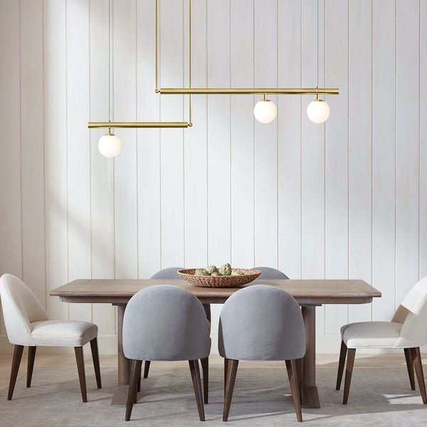 Chandelierias-Scandinavian Glass Globe Linear Chandelier-Chandelier-Brass-3 Bulbs