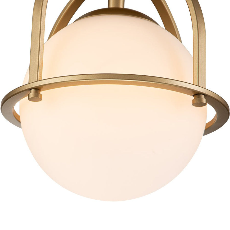 Chandelierias-Single Opal Glass Globe Semi Flush Mount Ceiling Light-Semi Flush-Gold-1 Bulb
