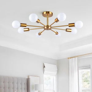 Chandelierias-Sputnik Light Chandelier Semi Flush Mount-Semi Flush-Gold-