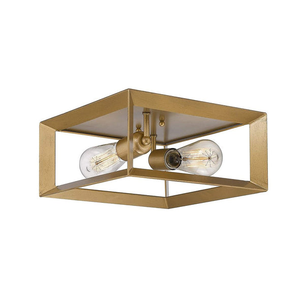 Chandelierias-Square 2-Light Flush Mount Ceiling Light-Flush Mount-Gold-