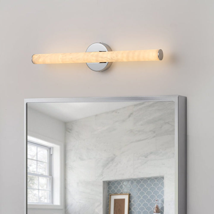 Chandelierias-Stylish Dimmable LED Marble Linear Tube Vanity Light-Wall Light-Chrome-