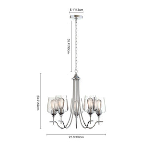 Chandelierias-Traditional 5-Light Clear Glass Curved Arm Chandelier-Chandeliers-Black-5 Bulbs