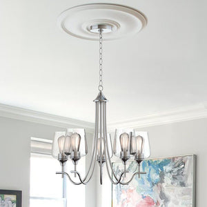 Chandelierias-Traditional 5-Light Clear Glass Curved Arm Chandelier-Chandeliers-Nickel-5 Bulbs