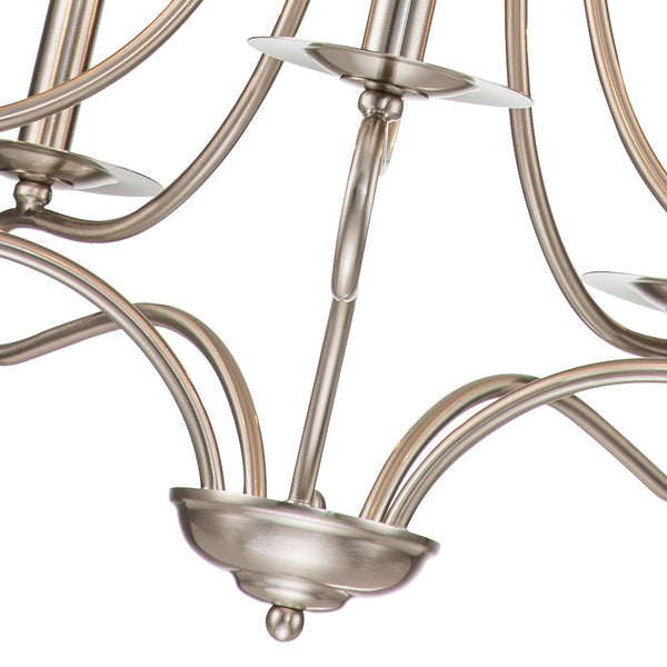 Chandelierias-Traditional 5-Light Curved Arm Candle Style Chandelier-Chandelier-Nickel-