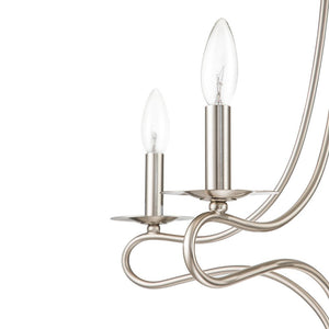 Chandelierias-Traditional 5-Light Curved Arm Candle Style Chandelier-Chandelier-Nickel-