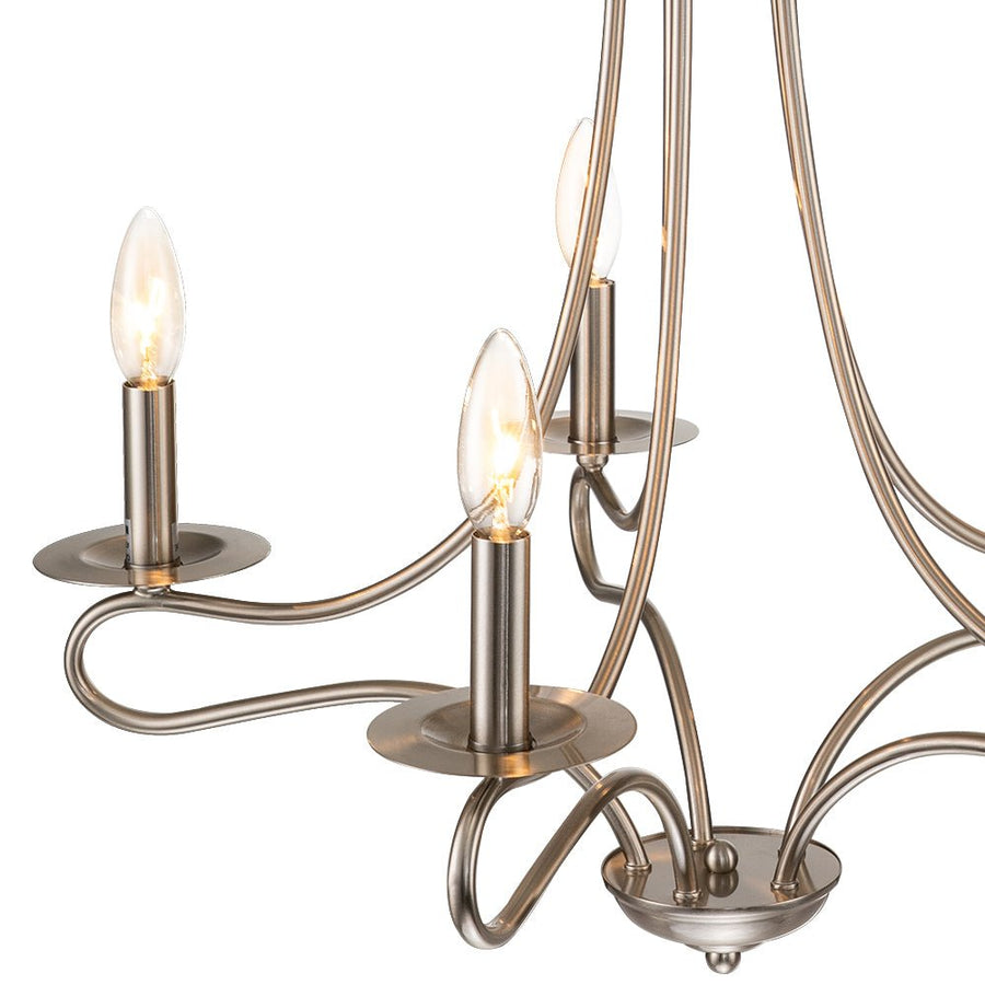 Chandelierias-Traditional 5-Light Curved Arm Candle Style Chandelier-Chandelier-Nickel-
