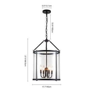 Chandelierias-Traditional Style 4 Light Lantern Pendant With Glass Shade-Pendant-Black-