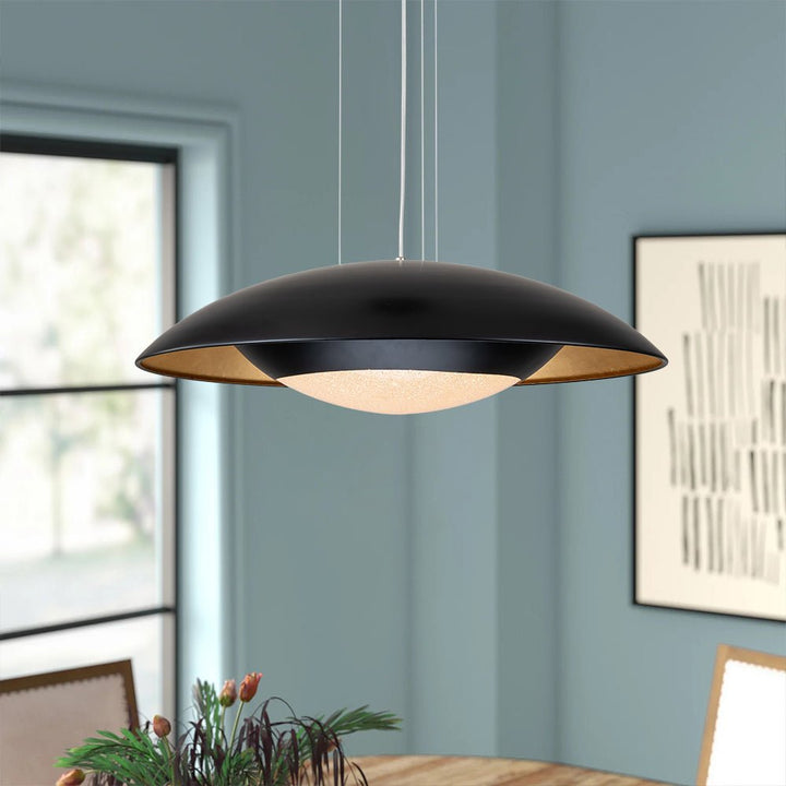 Chandelierias-Ultra-modern Nordic Flying-Saucer Dimmable LED Dome Pendant-Pendant-Black & Gold Leaf (Pre-order)-