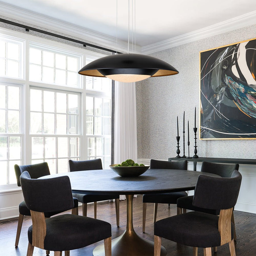 Chandelierias-Ultra-modern Nordic Flying-Saucer Dimmable LED Dome Pendant-Pendant-Black & Gold Leaf (Pre-order)-