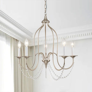 Chandelierias-Vintage 5-Light French Country Candle Style Chandelier-Chandeliers-Nickel-