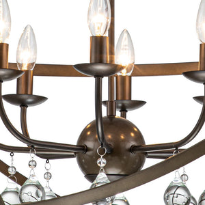 Chandelierias-Vintage 8-Light Sphere Chandelier With Crystal Drops-Pendant-Oil-rubbed Bronze-