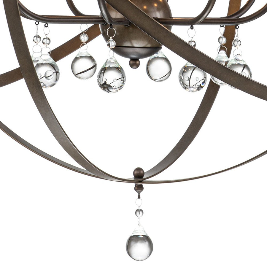 Chandelierias-Vintage 8-Light Sphere Chandelier With Crystal Drops-Pendant-Oil-rubbed Bronze-