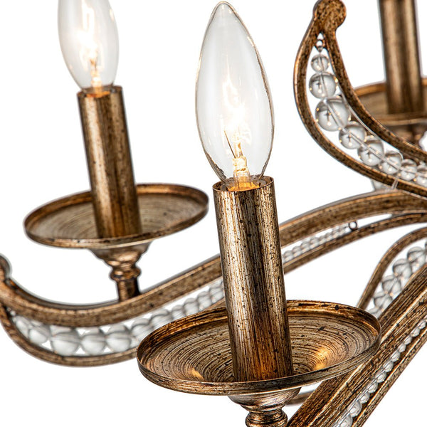 Chandelierias-Vintage Candle-Style 6-Light Crystal Lotus Chandelier-Chandeliers-Antique Brass-6 Bulbs