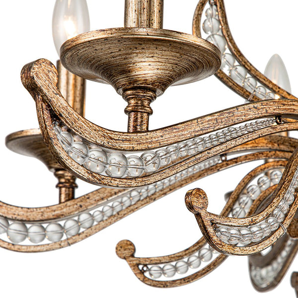 Chandelierias-Vintage Candle-Style 6-Light Crystal Lotus Chandelier-Chandeliers-Antique Brass-6 Bulbs