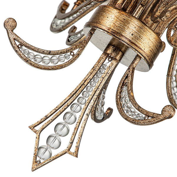 Chandelierias-Vintage Candle-Style 6-Light Crystal Lotus Chandelier-Chandeliers-Antique Brass-6 Bulbs