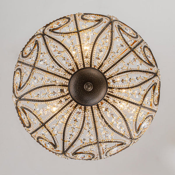 Chandelierias-Vintage Luxe 3-Light Bronze Crystal Semi-Flush Mount--Bronze-
