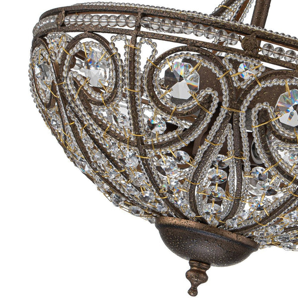 Chandelierias-Vintage Luxe 3-Light Bronze Crystal Semi-Flush Mount--Bronze-