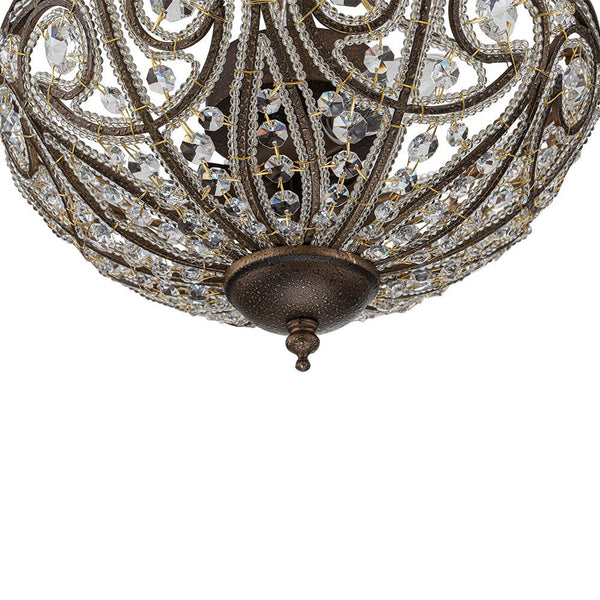 Chandelierias-Vintage Luxe 3-Light Bronze Crystal Semi-Flush Mount--Bronze-
