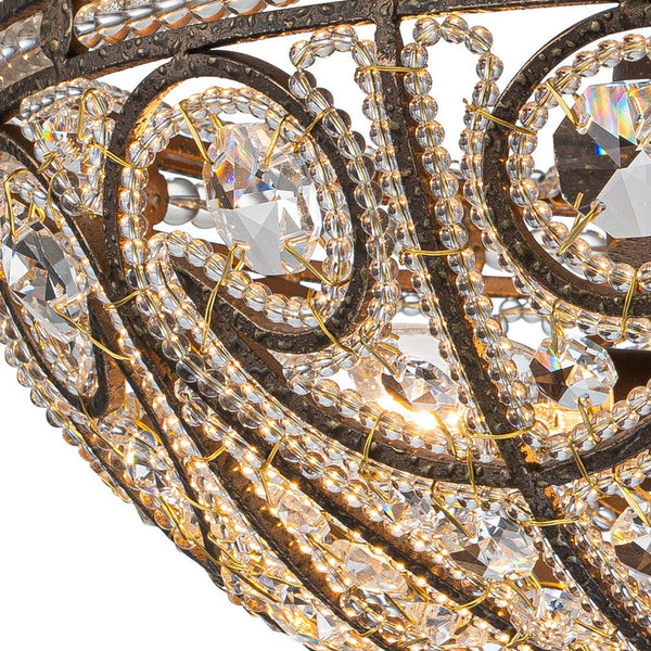 Chandelierias-Vintage Luxe 3-Light Bronze Crystal Semi-Flush Mount--Bronze-