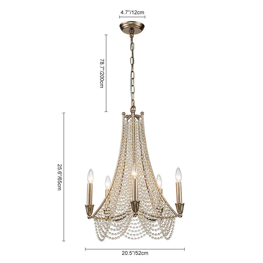 Chandelierias-Vintage Luxury Crystal Candle Style Empire Chandelier-Chandeliers-5 Bulbs-