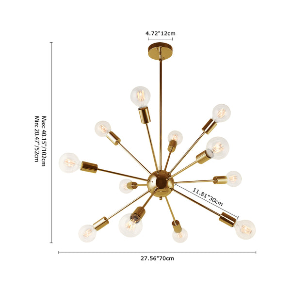 Chandelieria-Contemporary Glass Globe Sputnik Chandelier-Chandelier-Brass-8 Bulbs