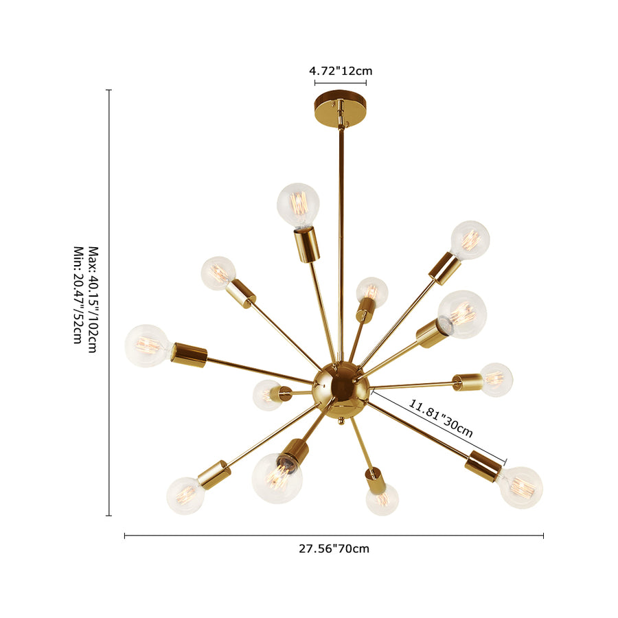 Chandelieria-Contemporary Glass Globe Sputnik Chandelier-Chandelier-Brass-8 Bulbs