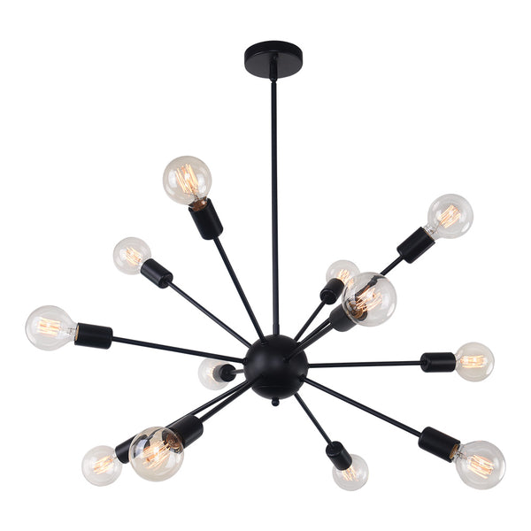 Chandelieria-Contemporary Glass Globe Sputnik Chandelier-Chandelier-Black-12 Bulbs